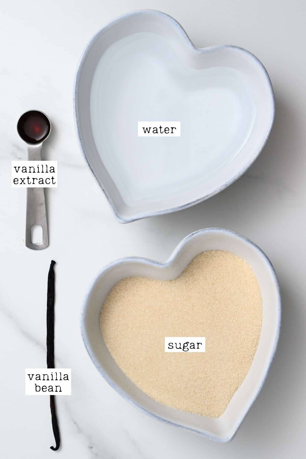 Ingredients for vanilla syrup