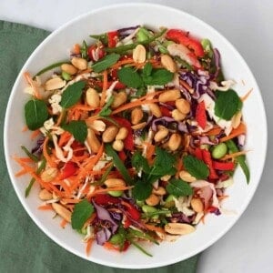 A serving of Asian salad with edemame peanuts and mint