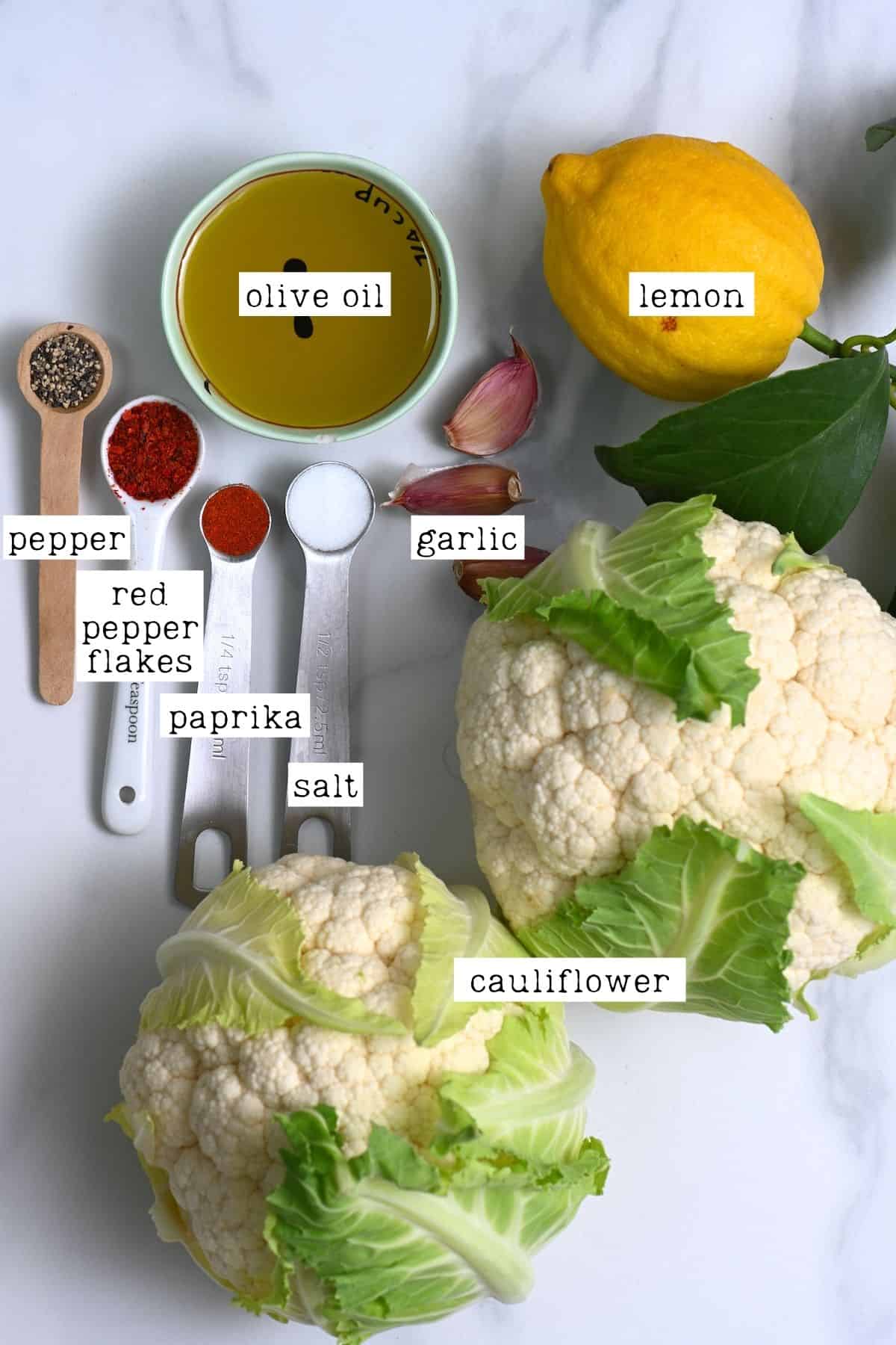 Ingredients for grilled cauliflower steaks