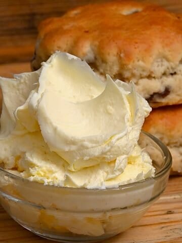 Clotted cream in a small bowl