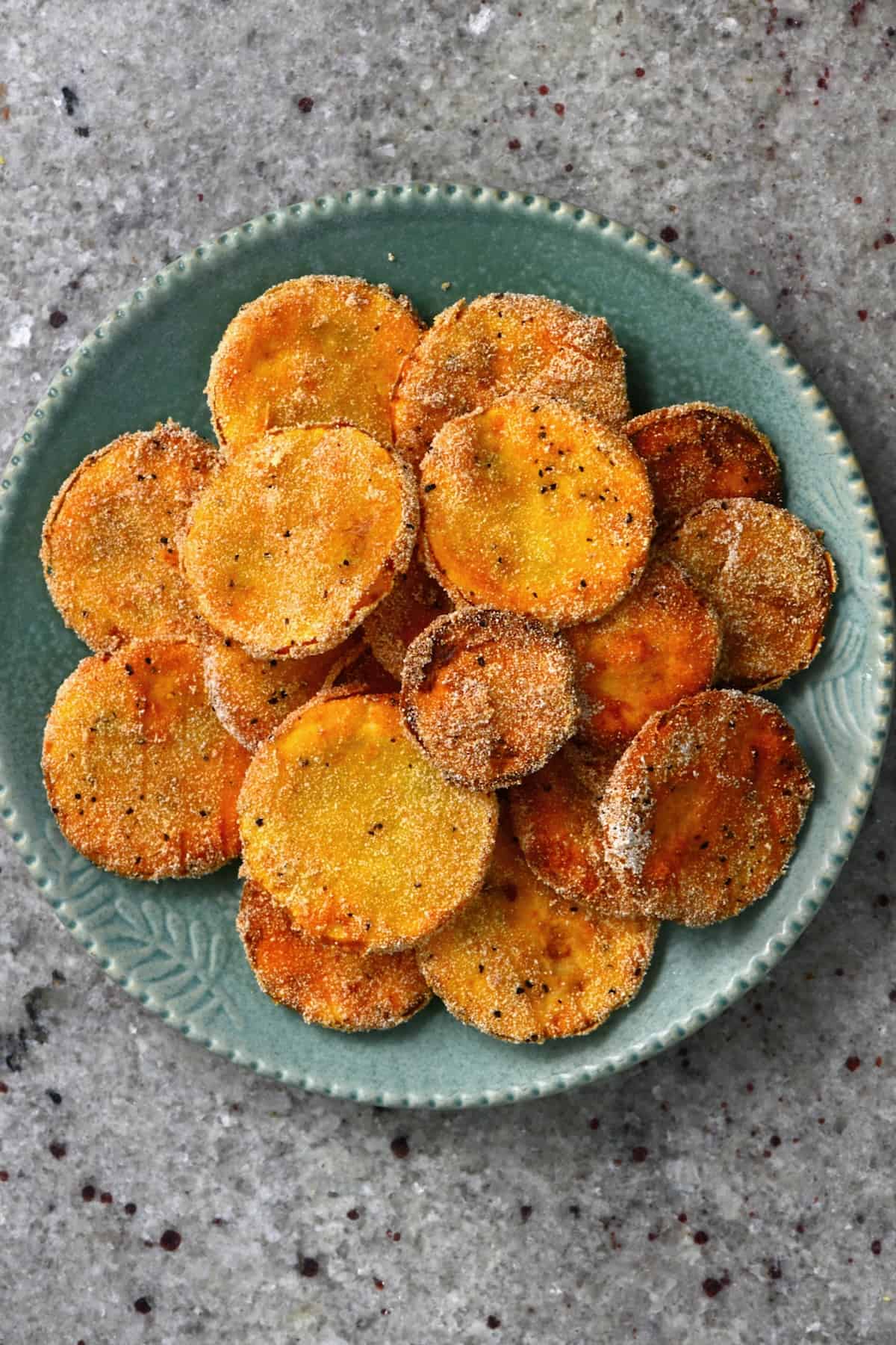 A plate with homemade fried squash
