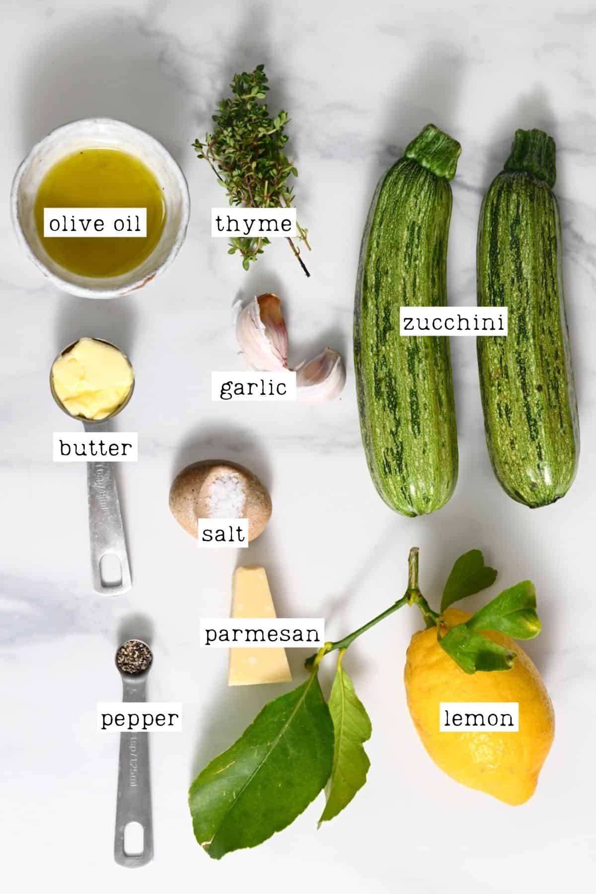 Ingredients for pan-fried zucchini