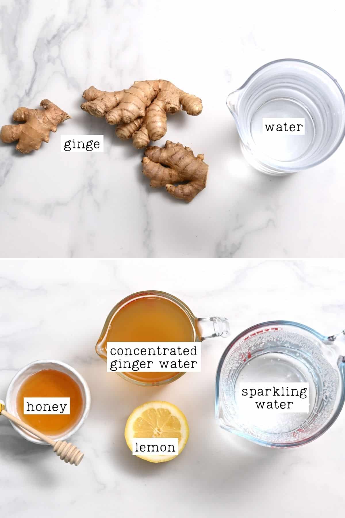 Ingredients for ginger ale