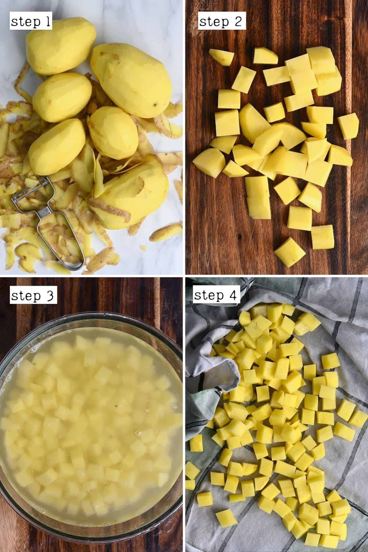 Steps for preparing potatoes for frying