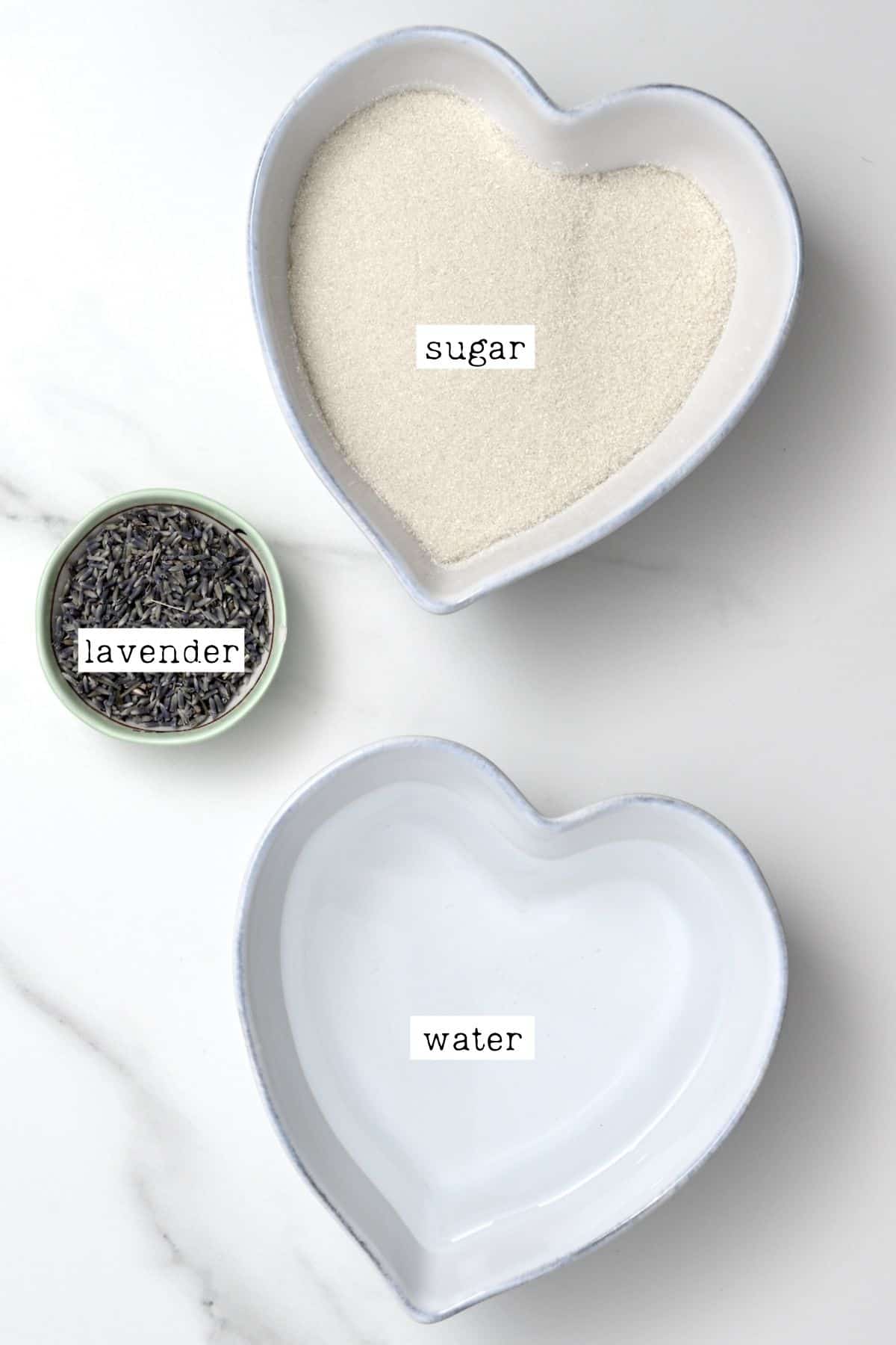 Ingredients for lavender syrup