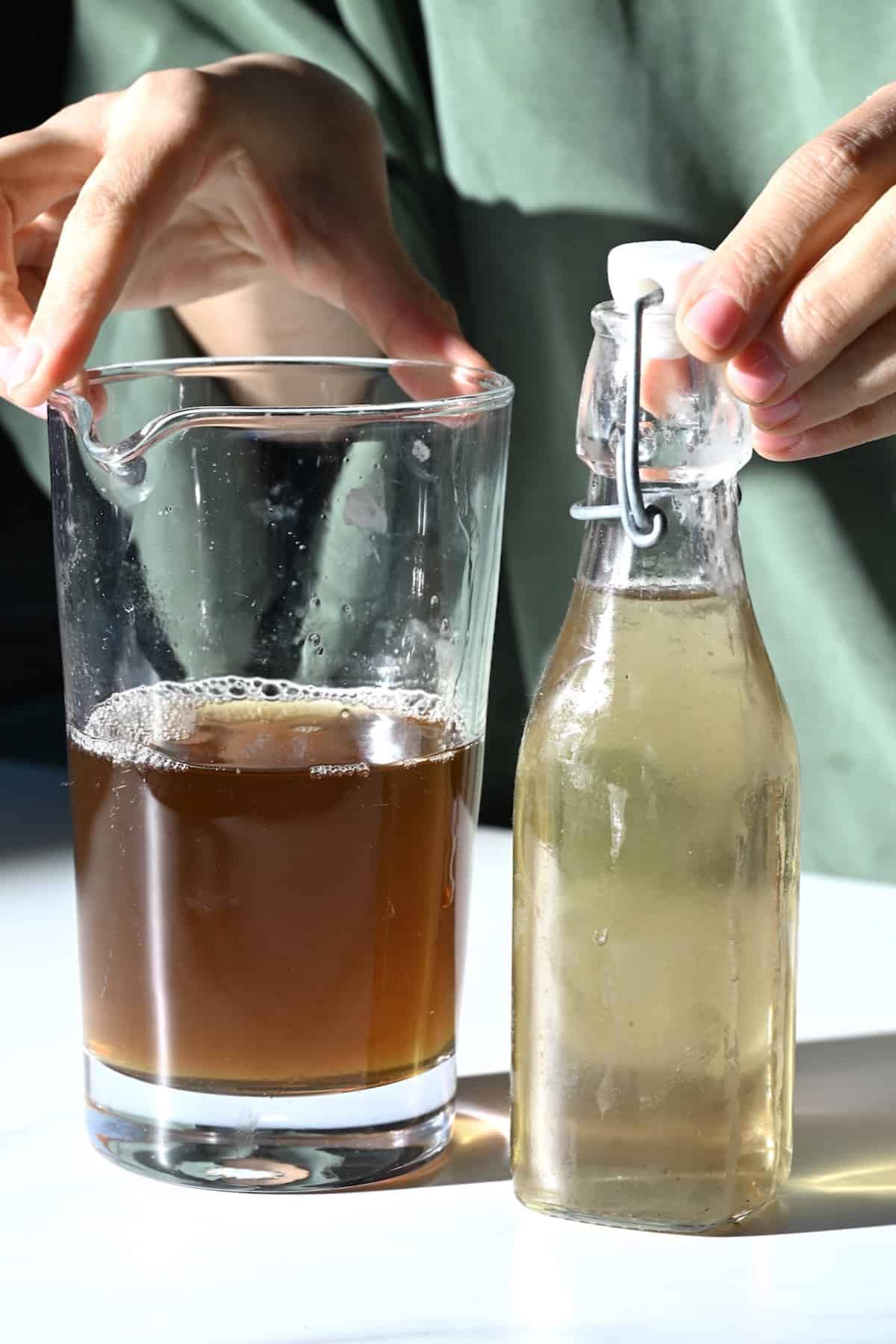 Lavender syrup made with brown sugar and with white sugar