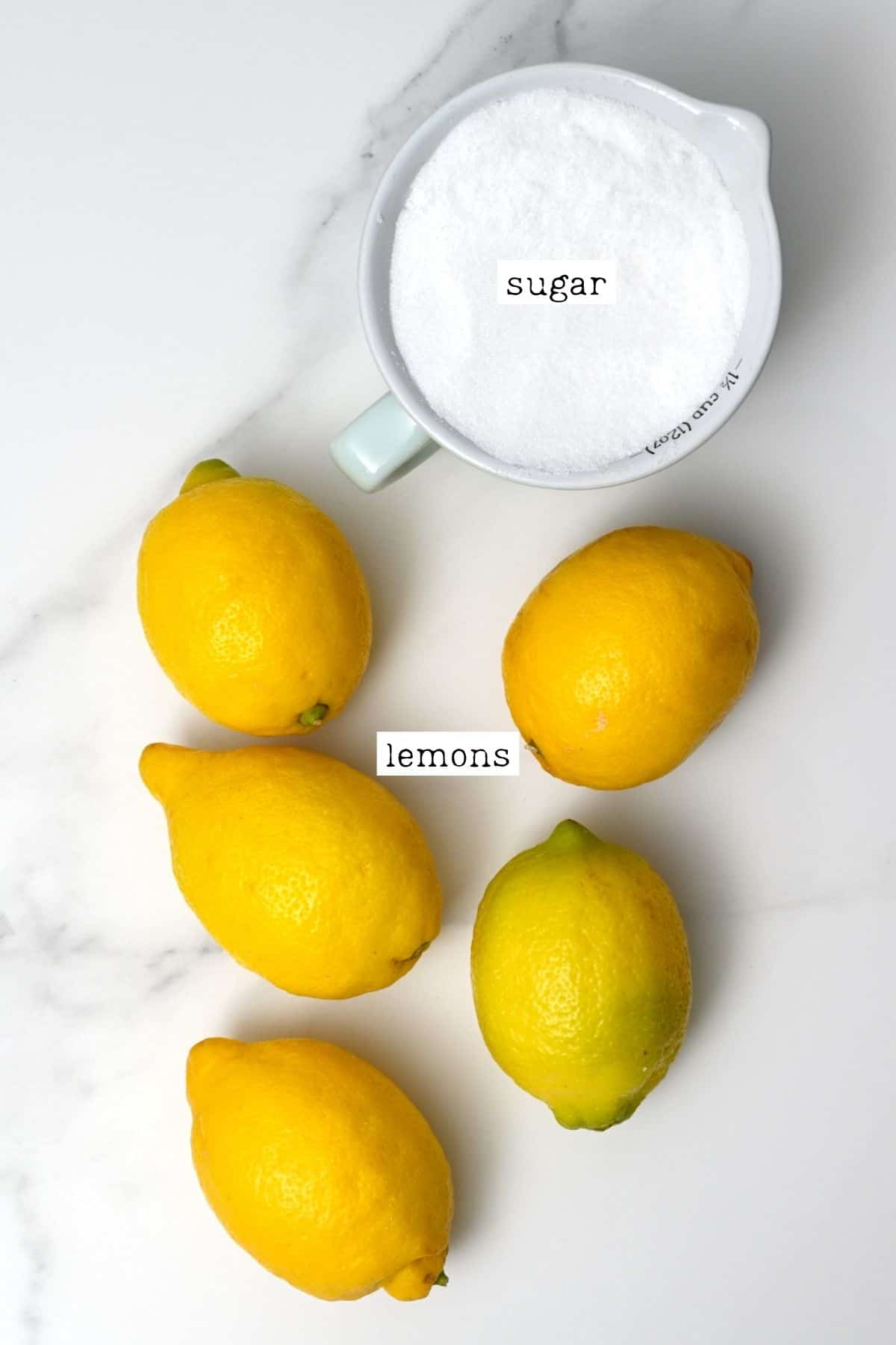 Ingredients for lemon simple syrup