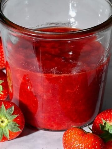 Homemade strawberry compote in a jar