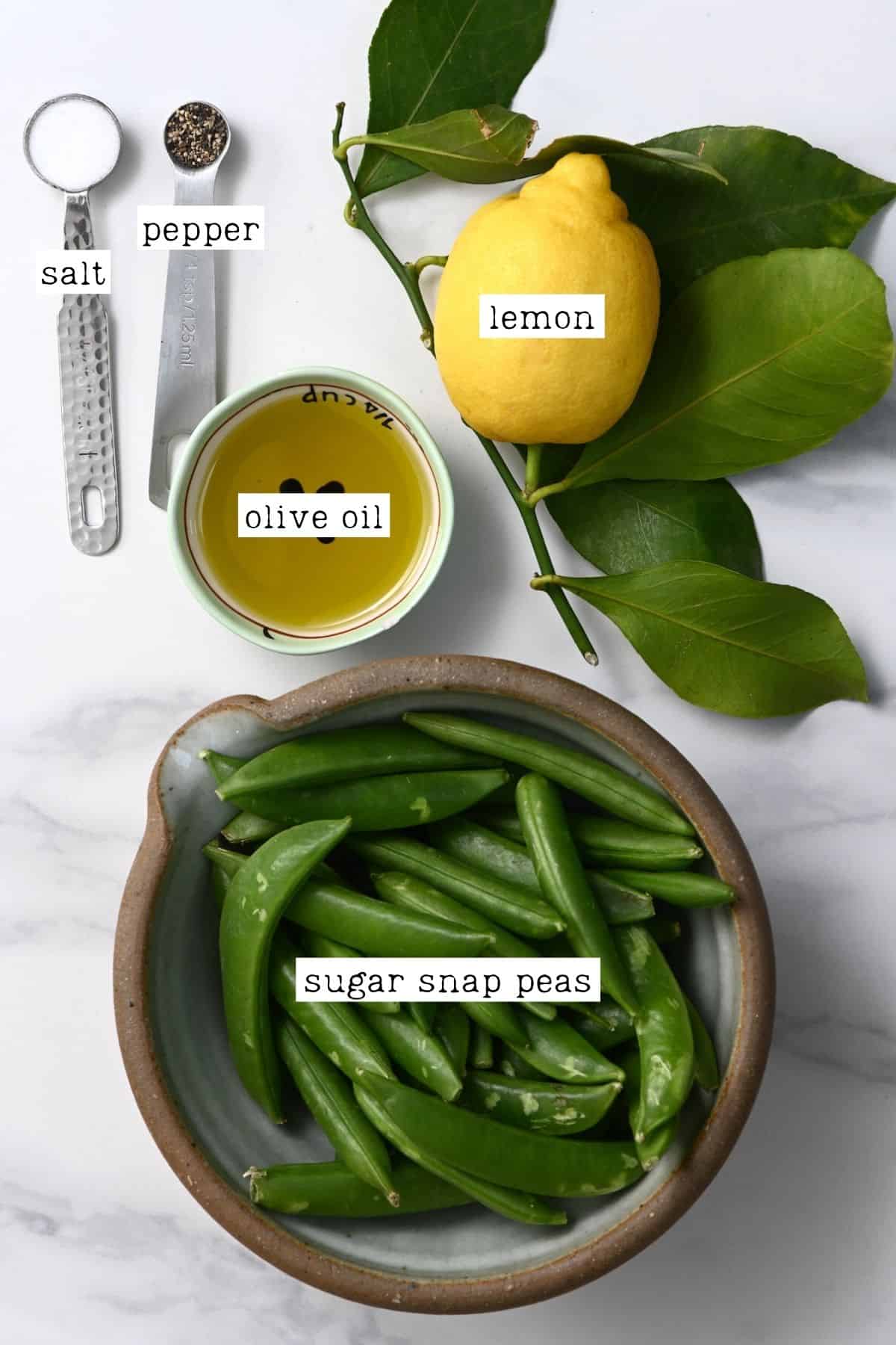 Ingredients for sautéed sugar snap peas