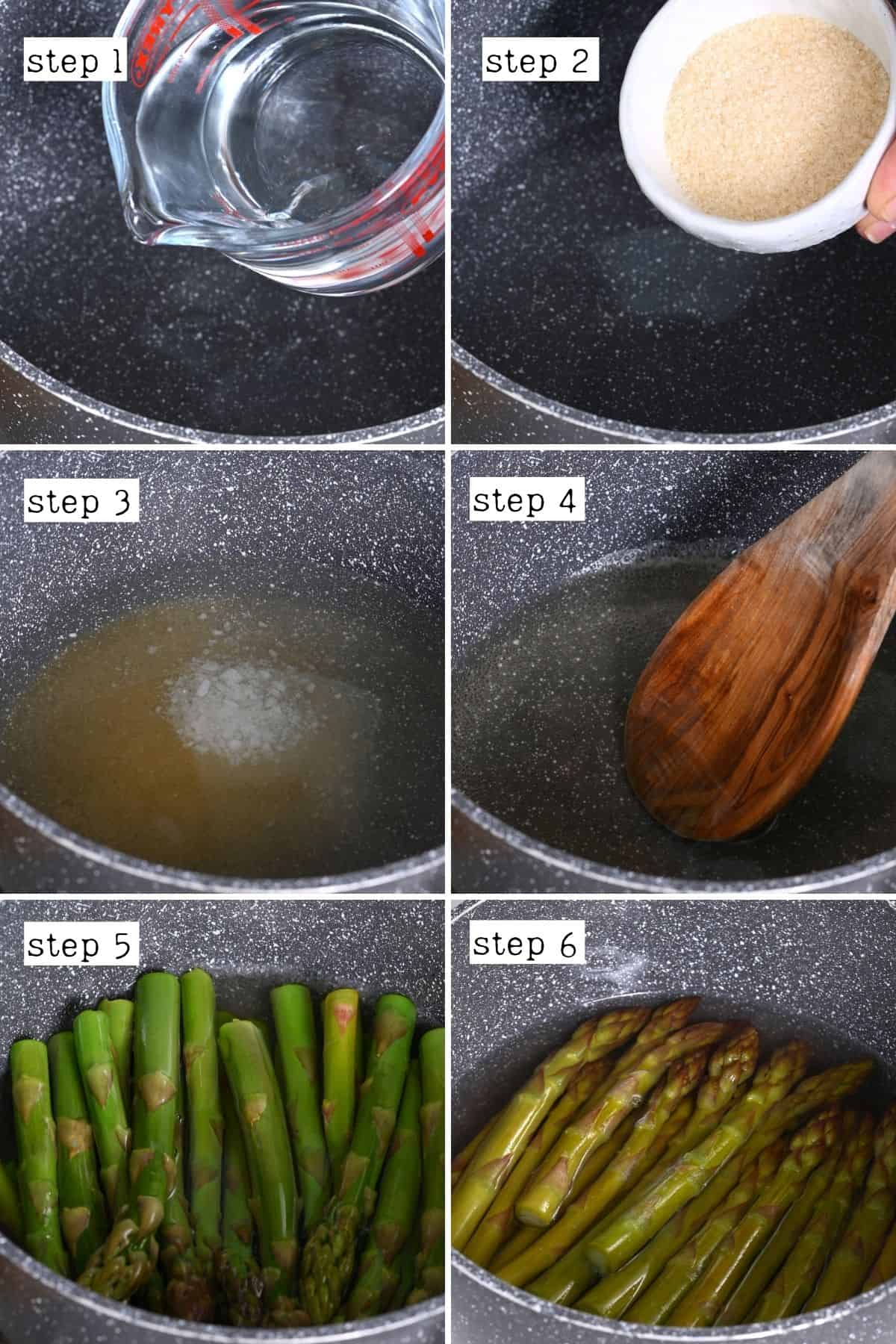 Steps for making asparagus pickles