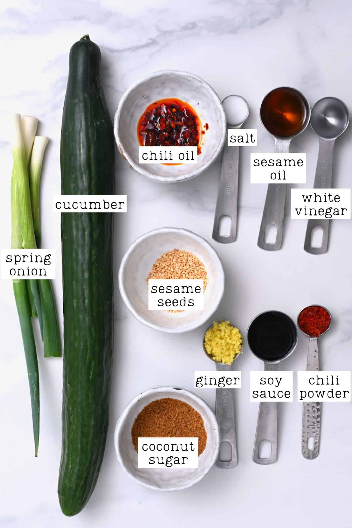 Ingredients for Asian cucumber salad