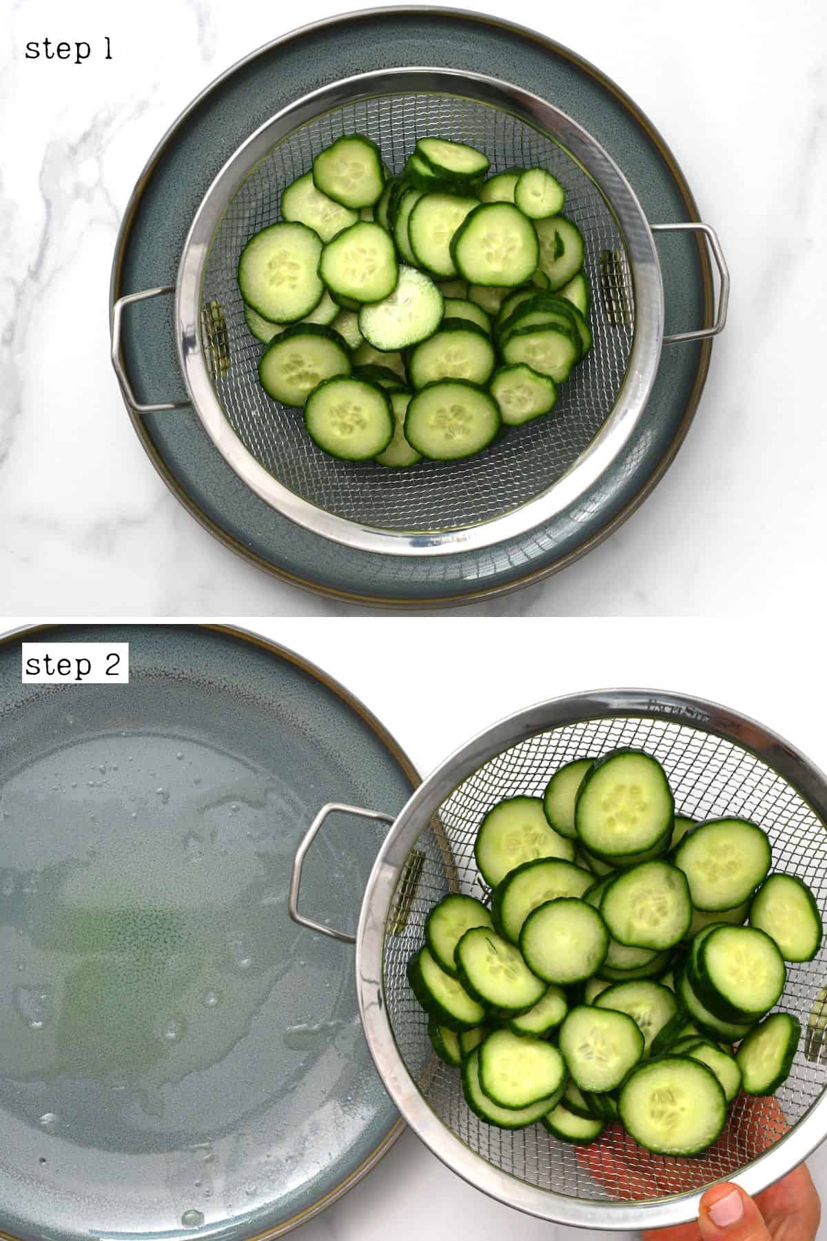 Steps for salting cucumber slices