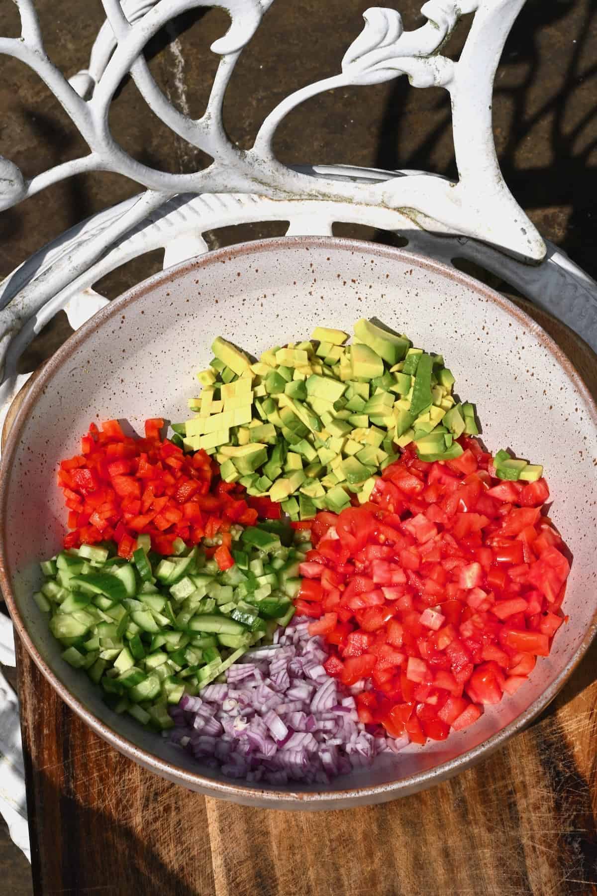 Chopped veggies in a bowl