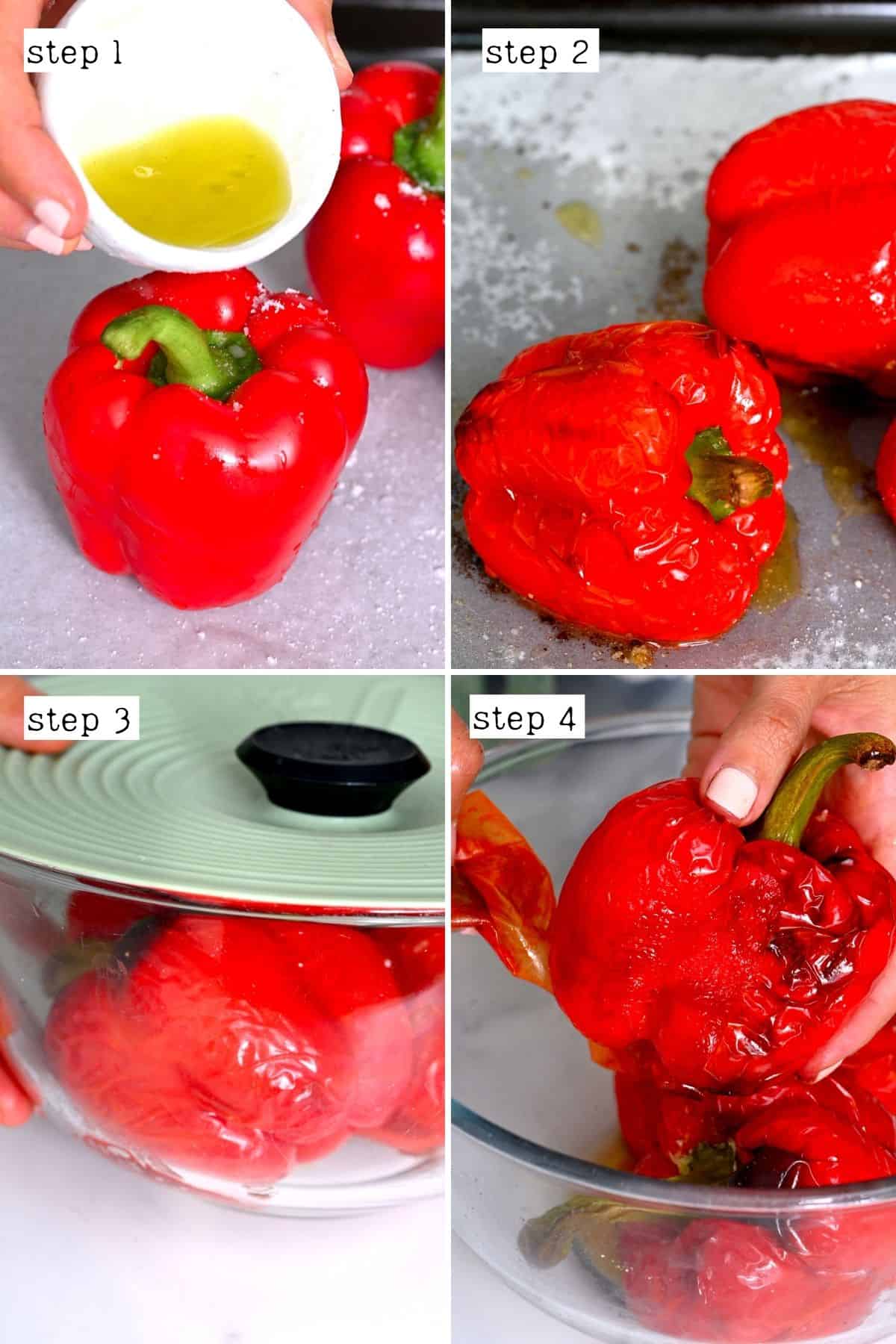 Steps for roasting red peppers