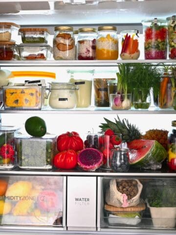 Fridge organization showing inside of fridge