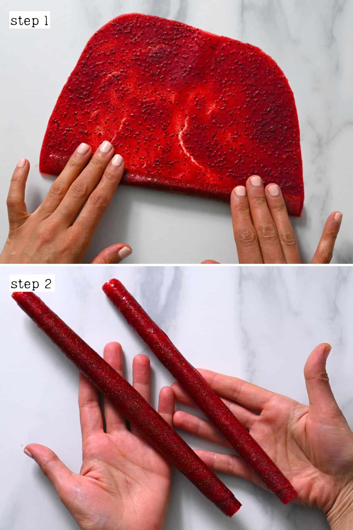 Steps for rolling strawberry leather