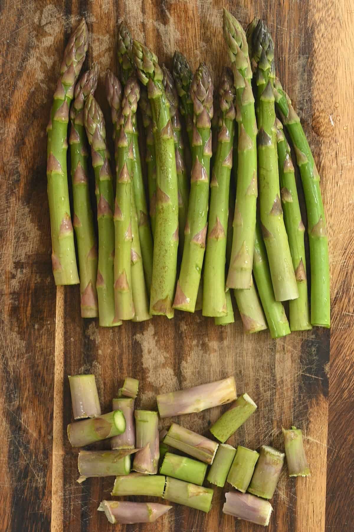 Trimming the ends of asparagus