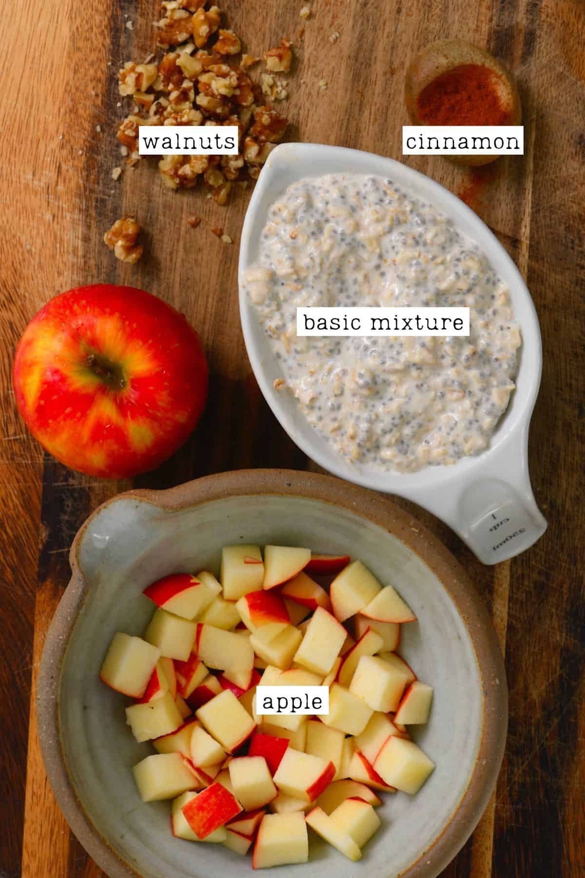 Ingredients for apple pie overnight oats