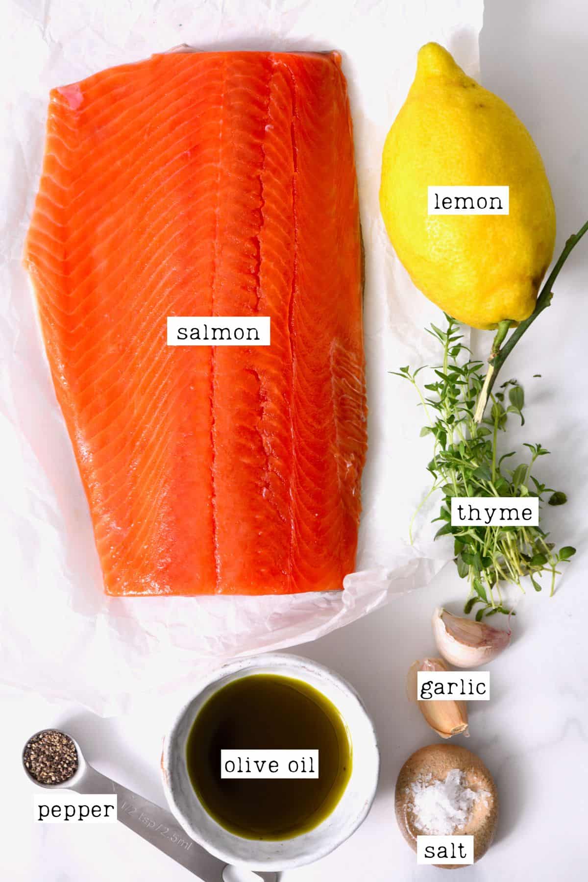 Ingredients for oven baked salmon