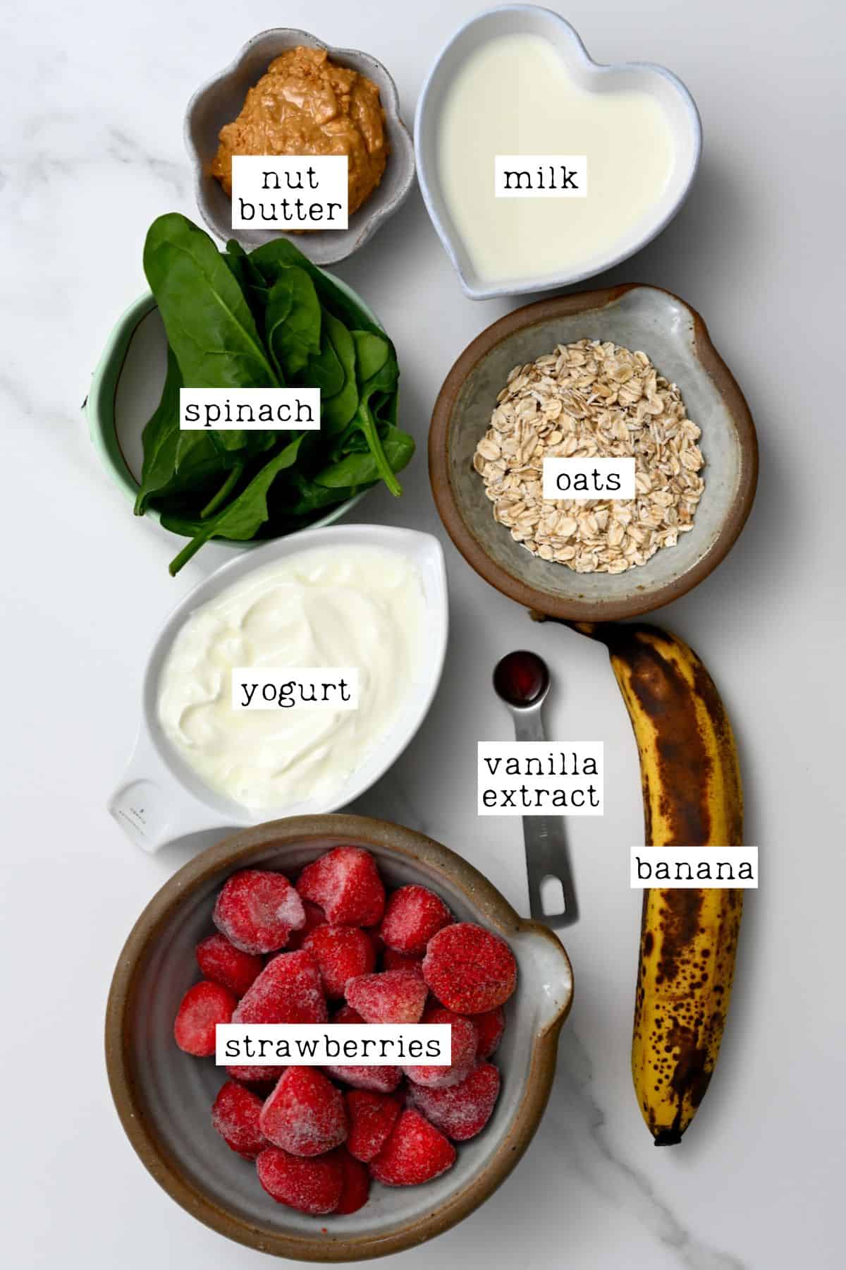 Ingredients for protein breakfast smoothie