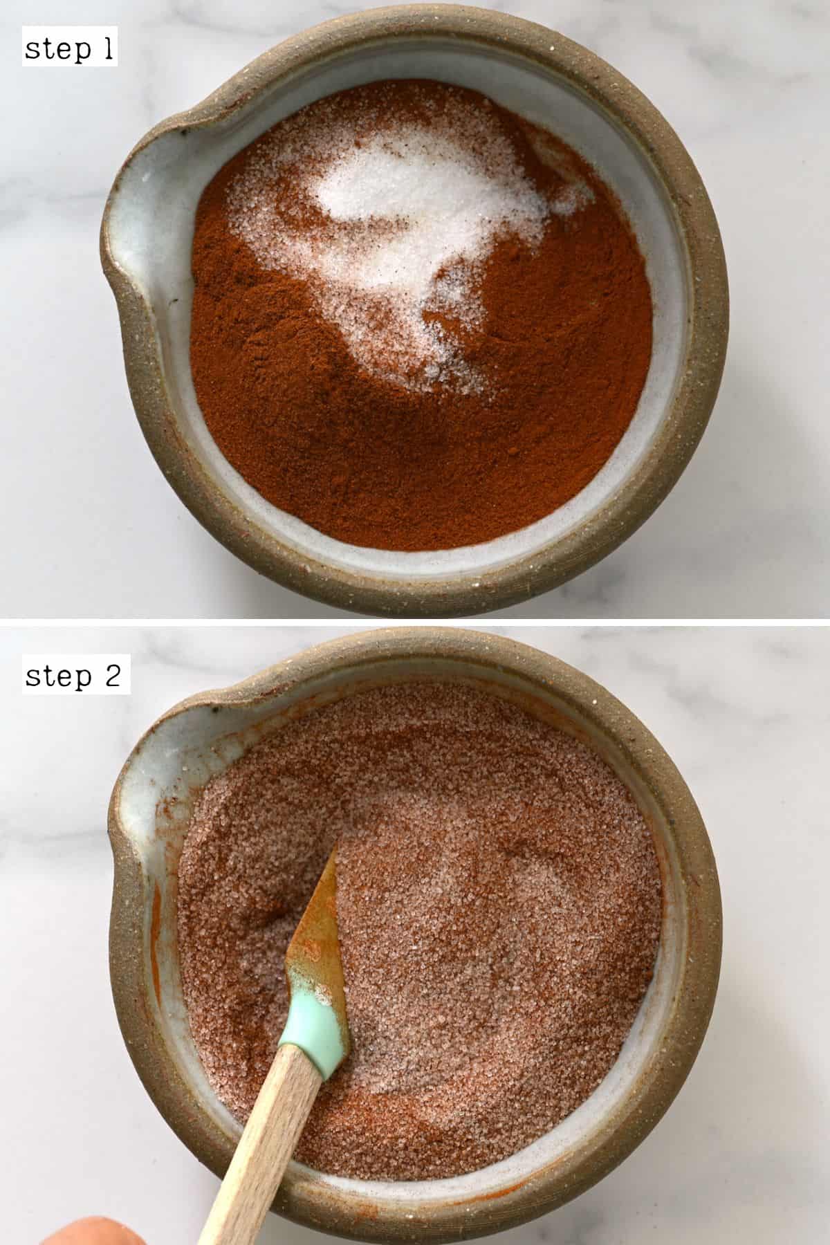 Steps for making cinnamon sugar