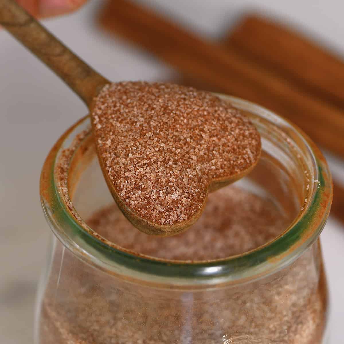 A spoonful of homemade cinnamon sugar