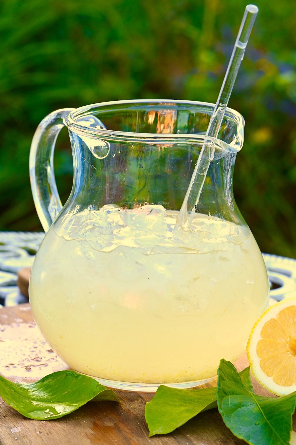 Homemade lemonade in a pitcher