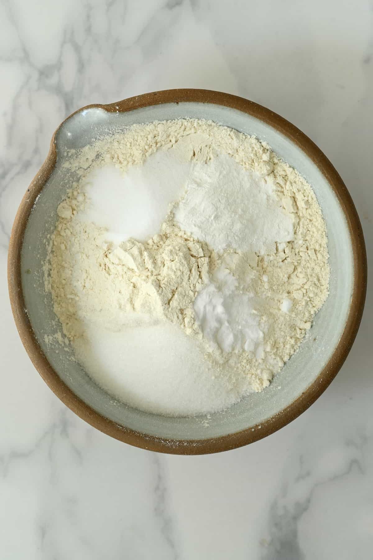 A bowl with flour and baking soda