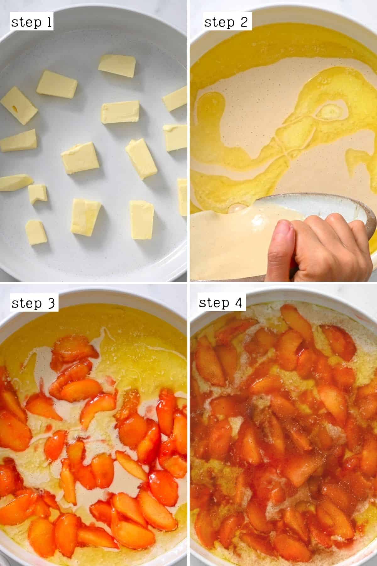 Steps for preparing peach cobbler