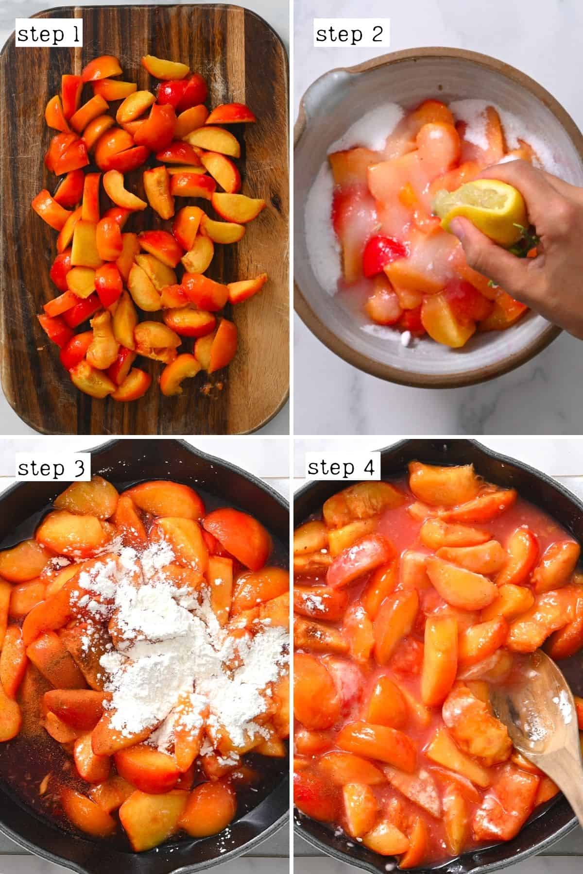 Steps for preparing peaches for cobbler