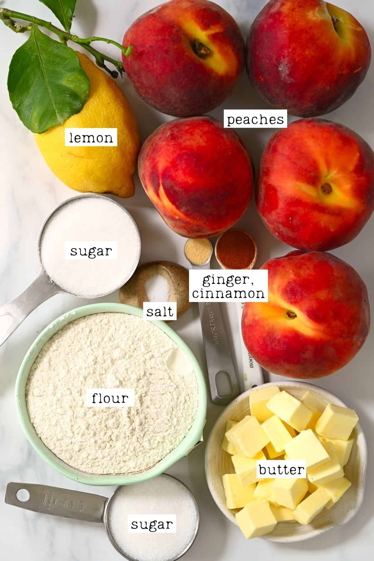 Ingredients for peach crumble