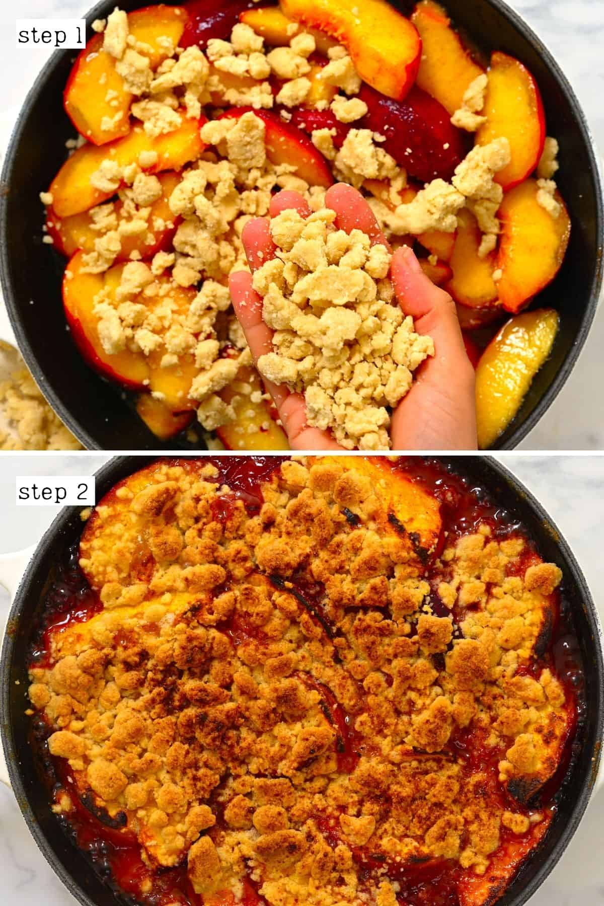 Steps for making peach crumble