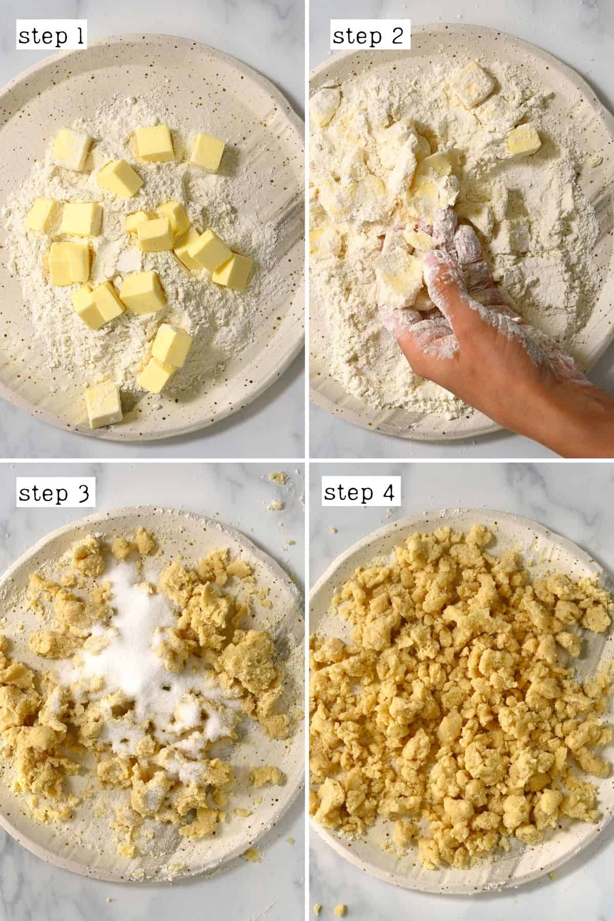 Steps for preparing crumble topping
