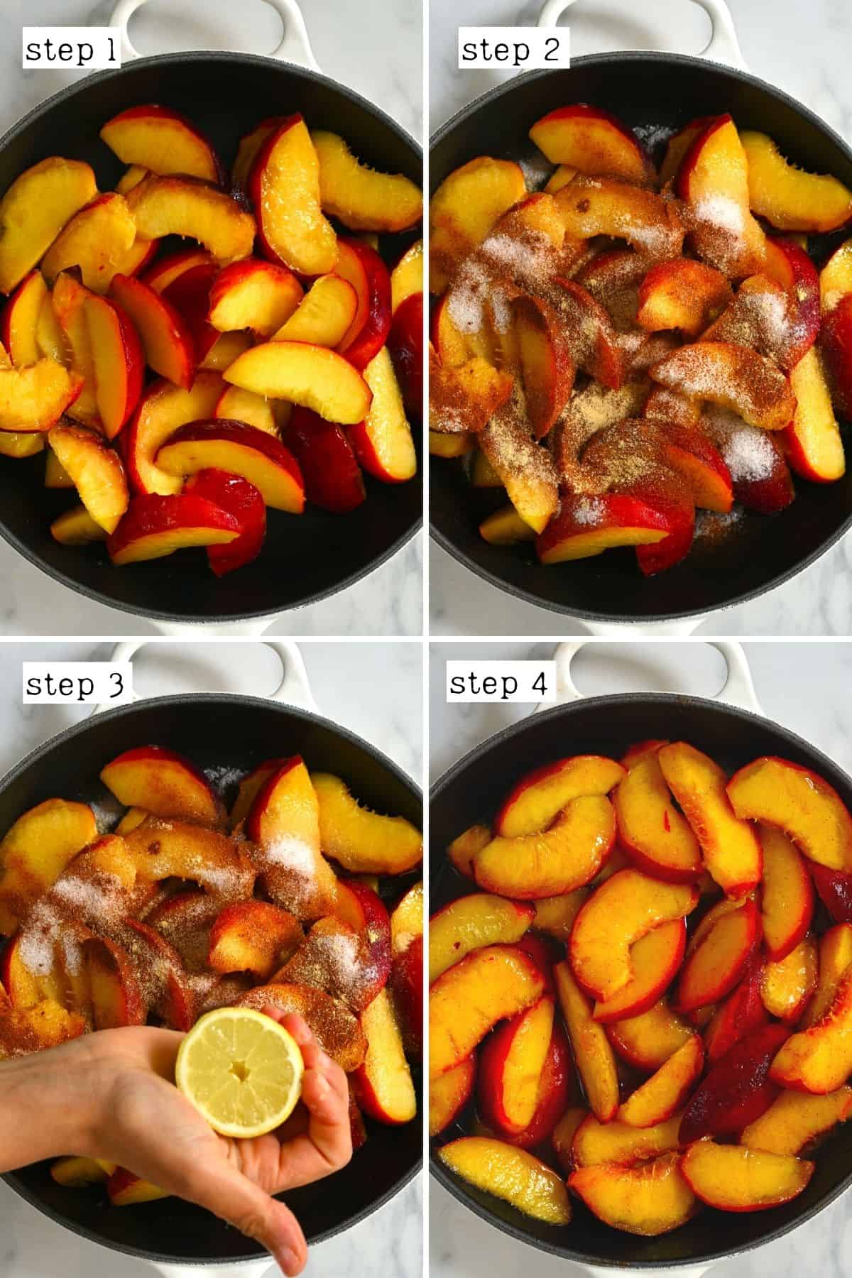 Steps for preparing peaches for crumble