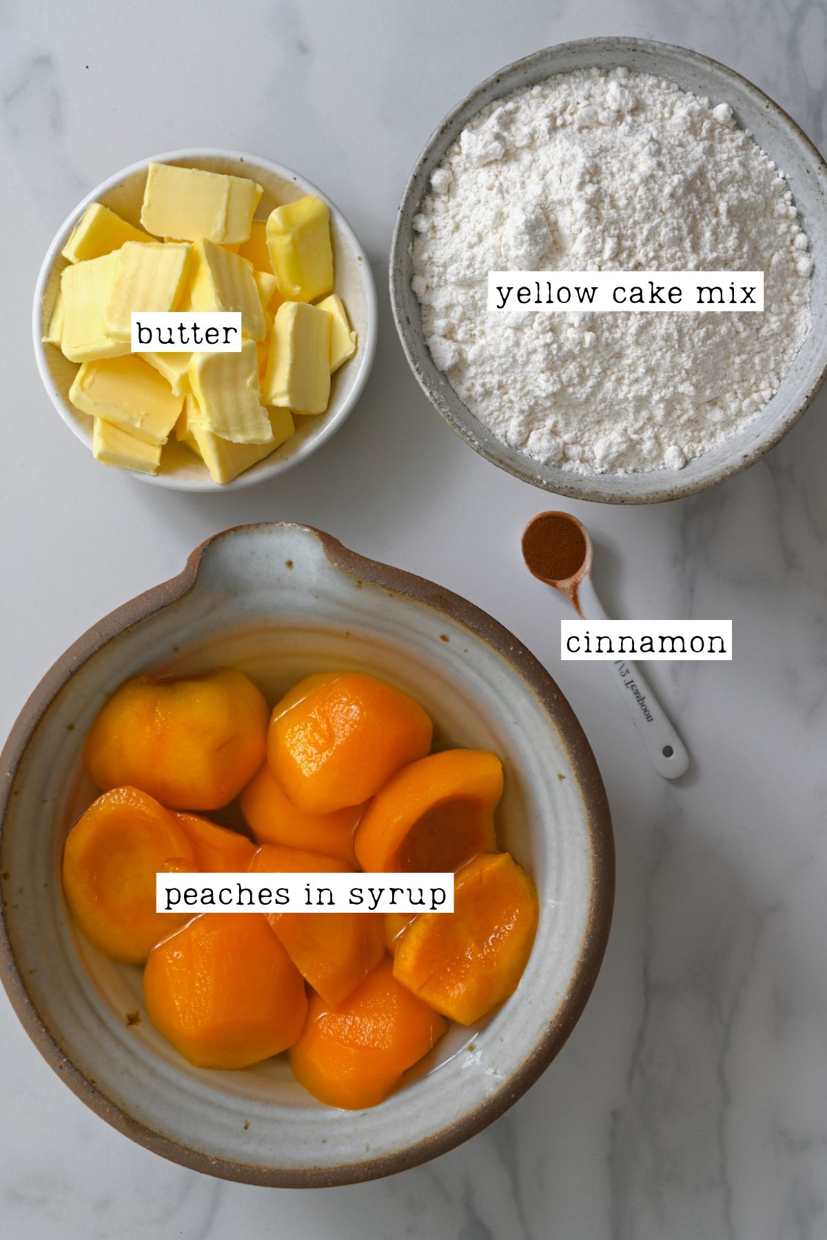 Ingredients for peach dump cake