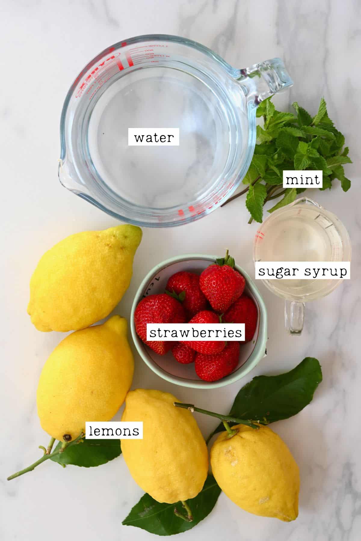 Ingredients for pink lemonade