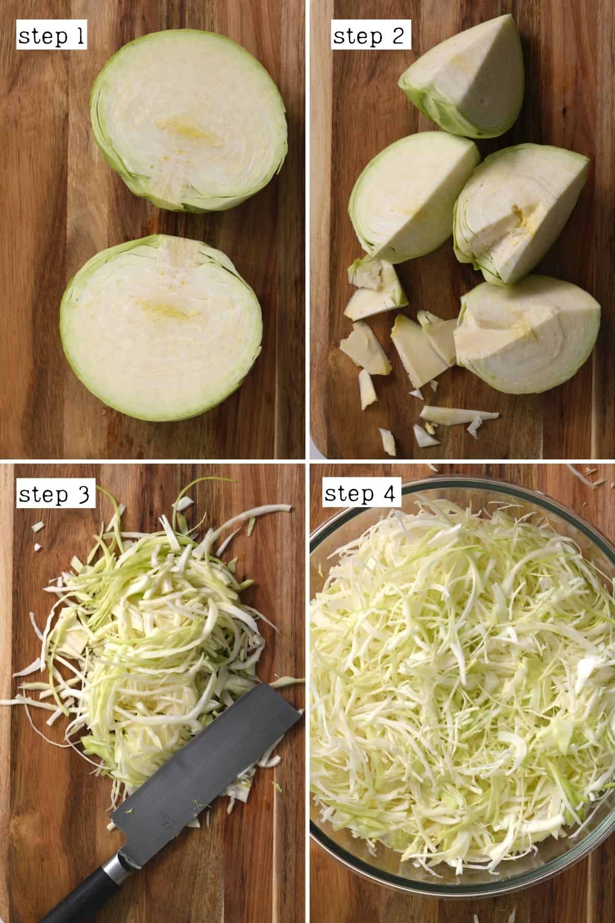 Steps for preparing cabbage for Sauerkraut