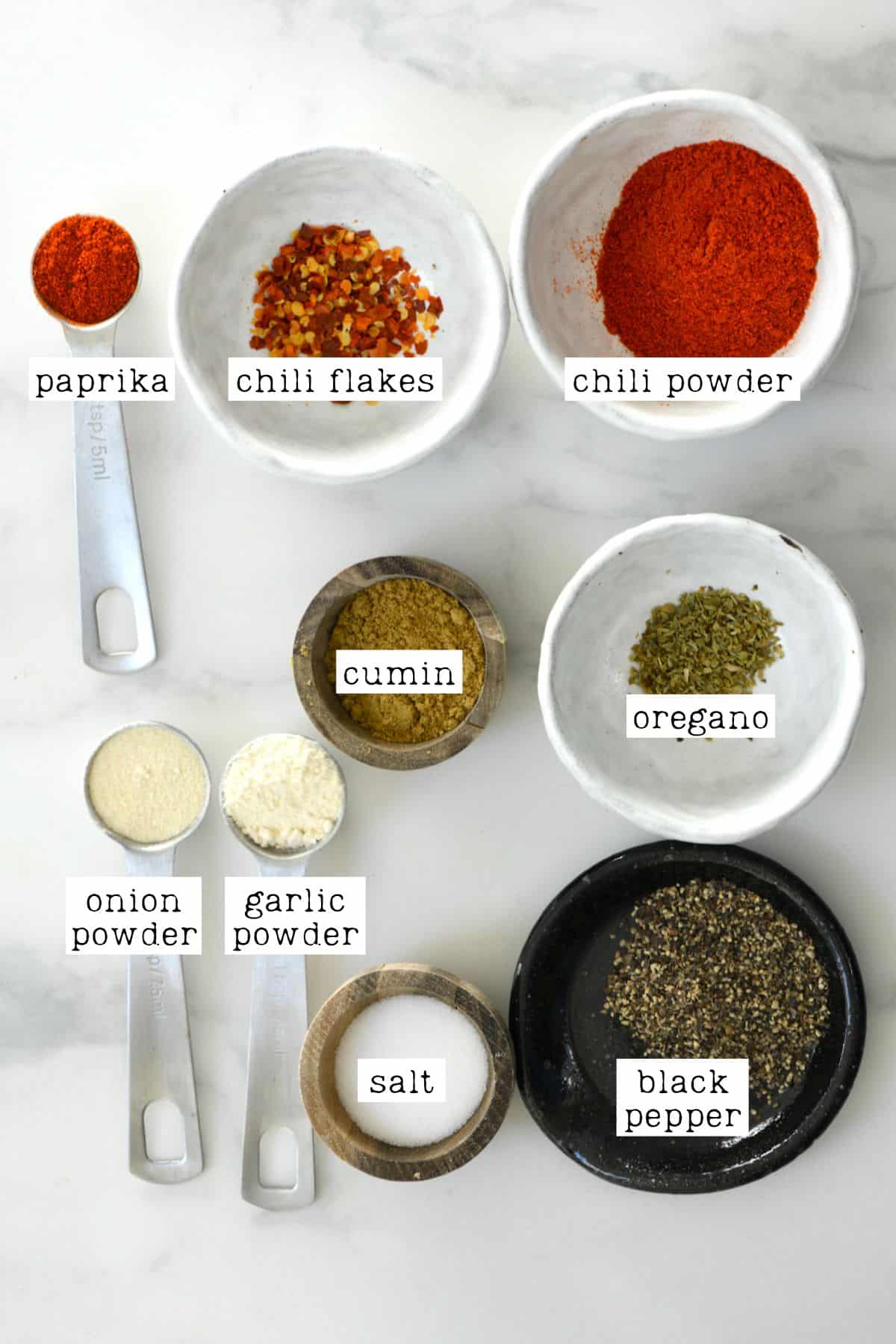 Ingredients for taco seasoning