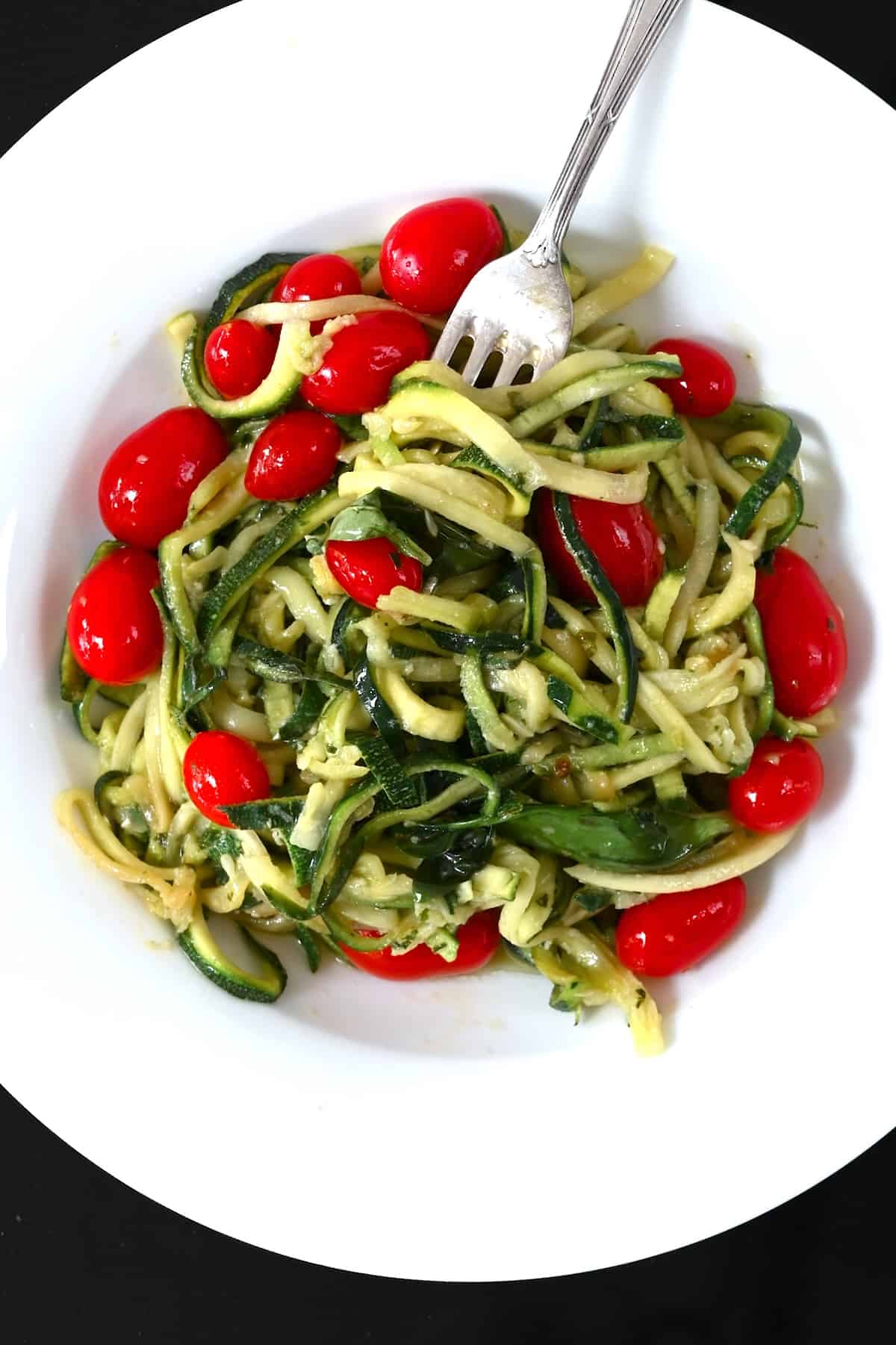 A serving of zoodles pasta