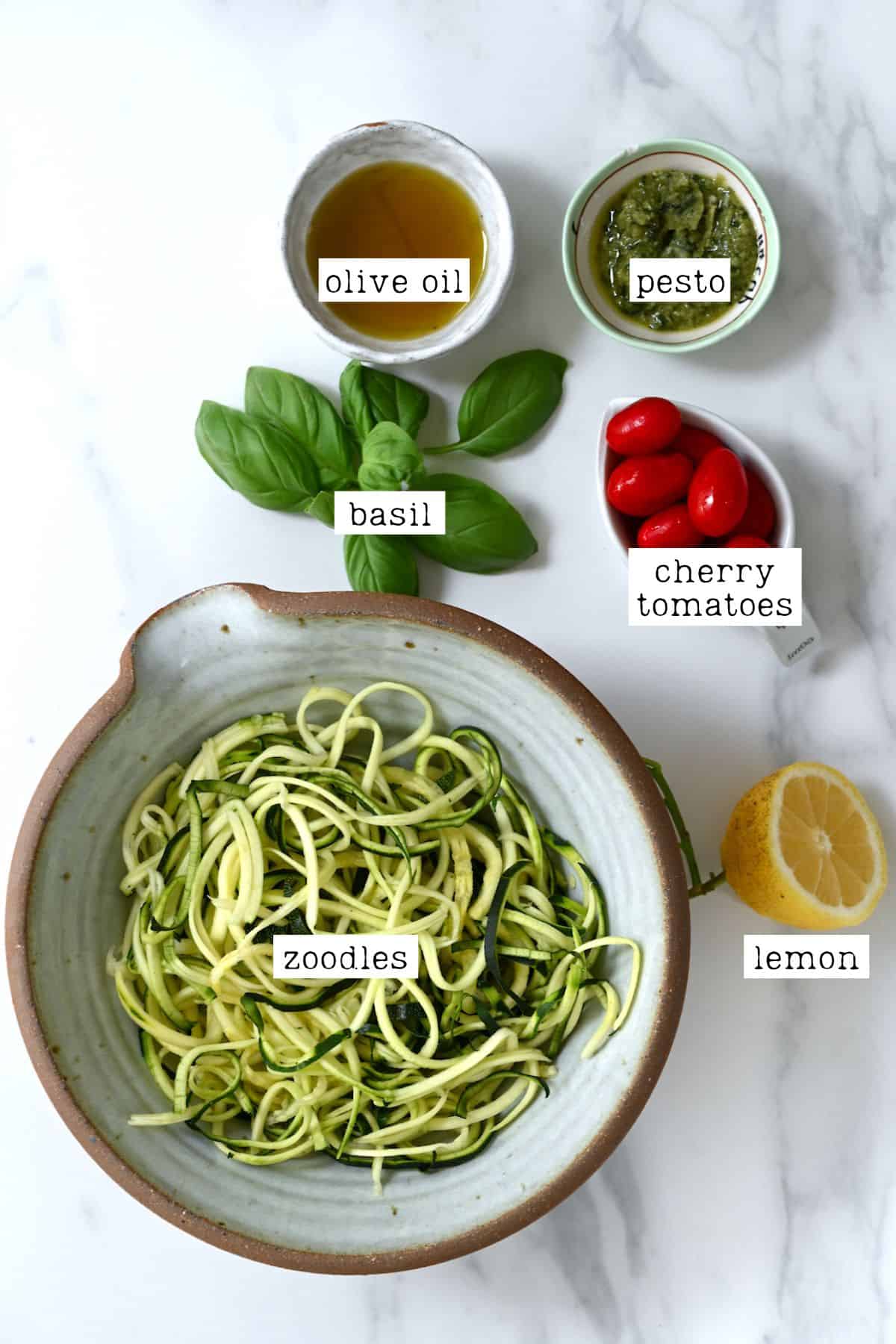 Ingredients for zoodles pasta