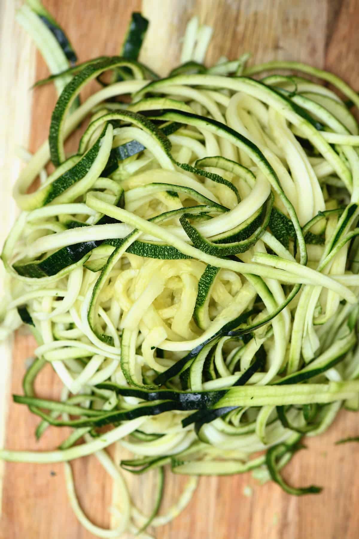 Zucchini cut into noodles