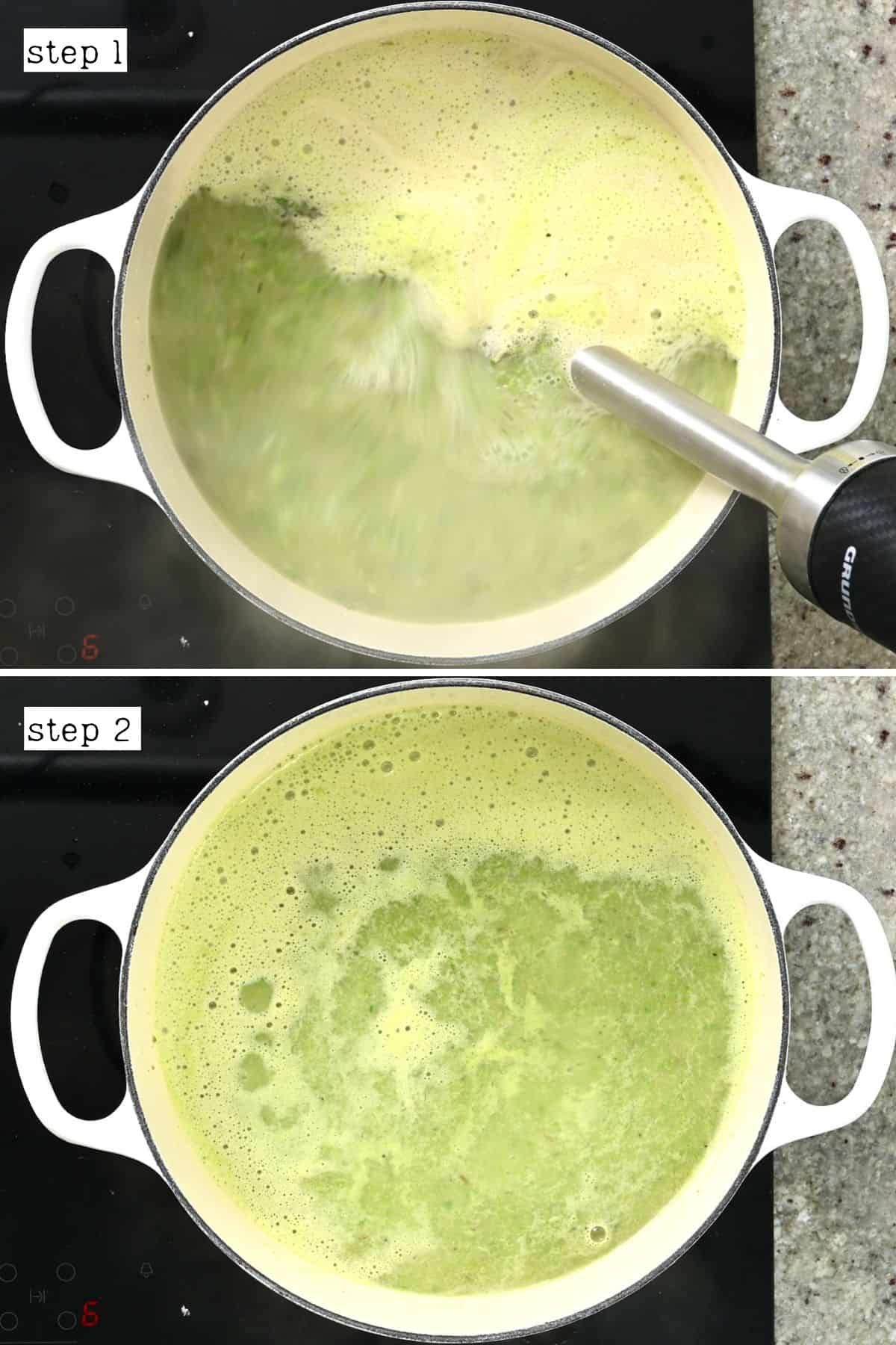 Steps for blending asparagus soup