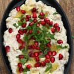 Homemade baba ghanoush topped with pomegranate seeds and parsley - 14