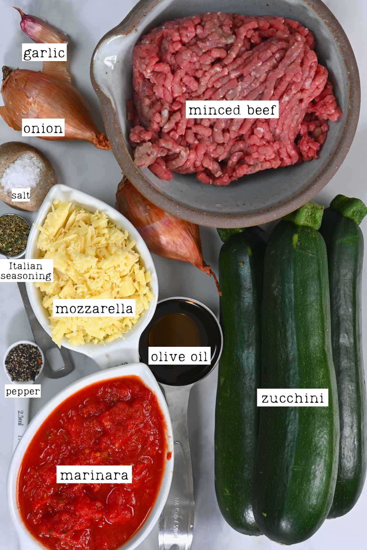Ingredients for stuffed zucchini
