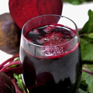 A glass with freshly made beet juice
