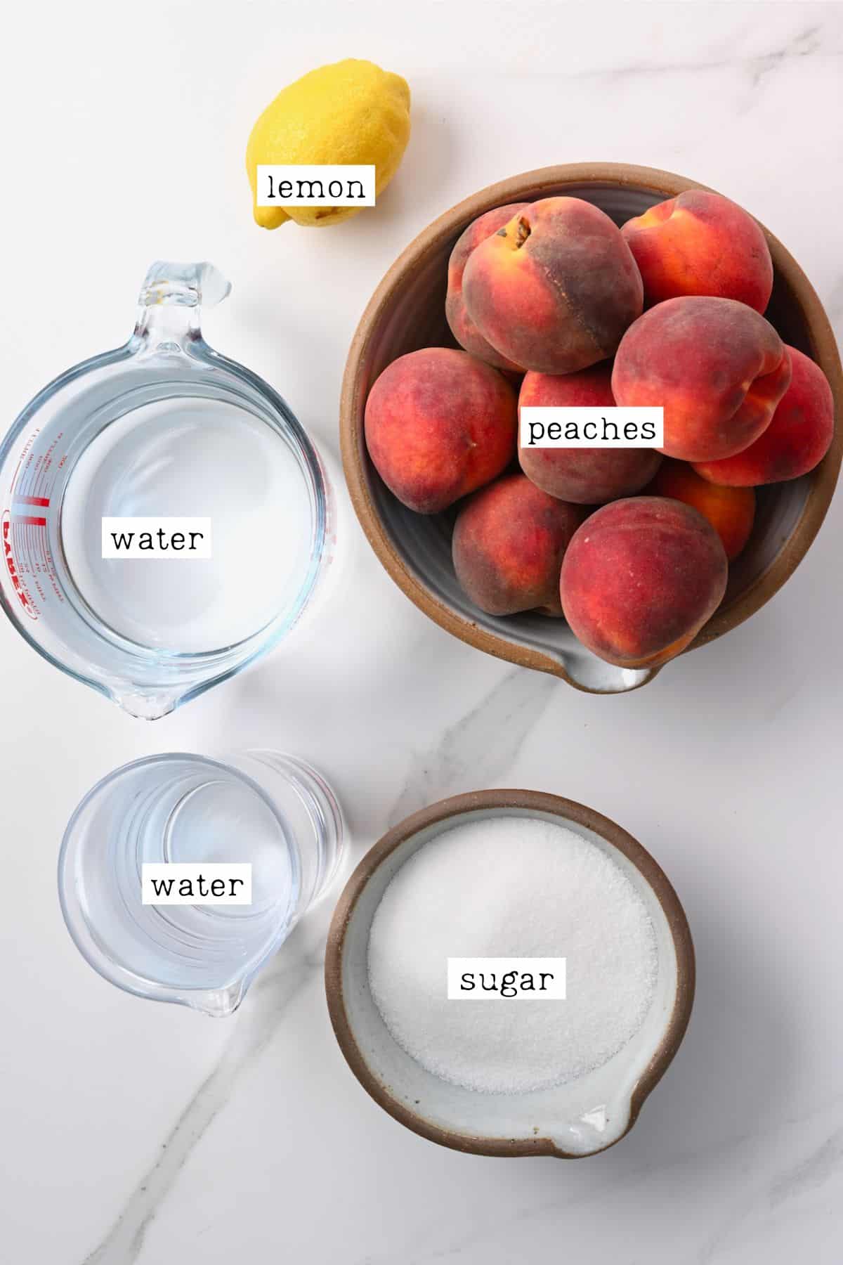 Ingredients for canned peaches