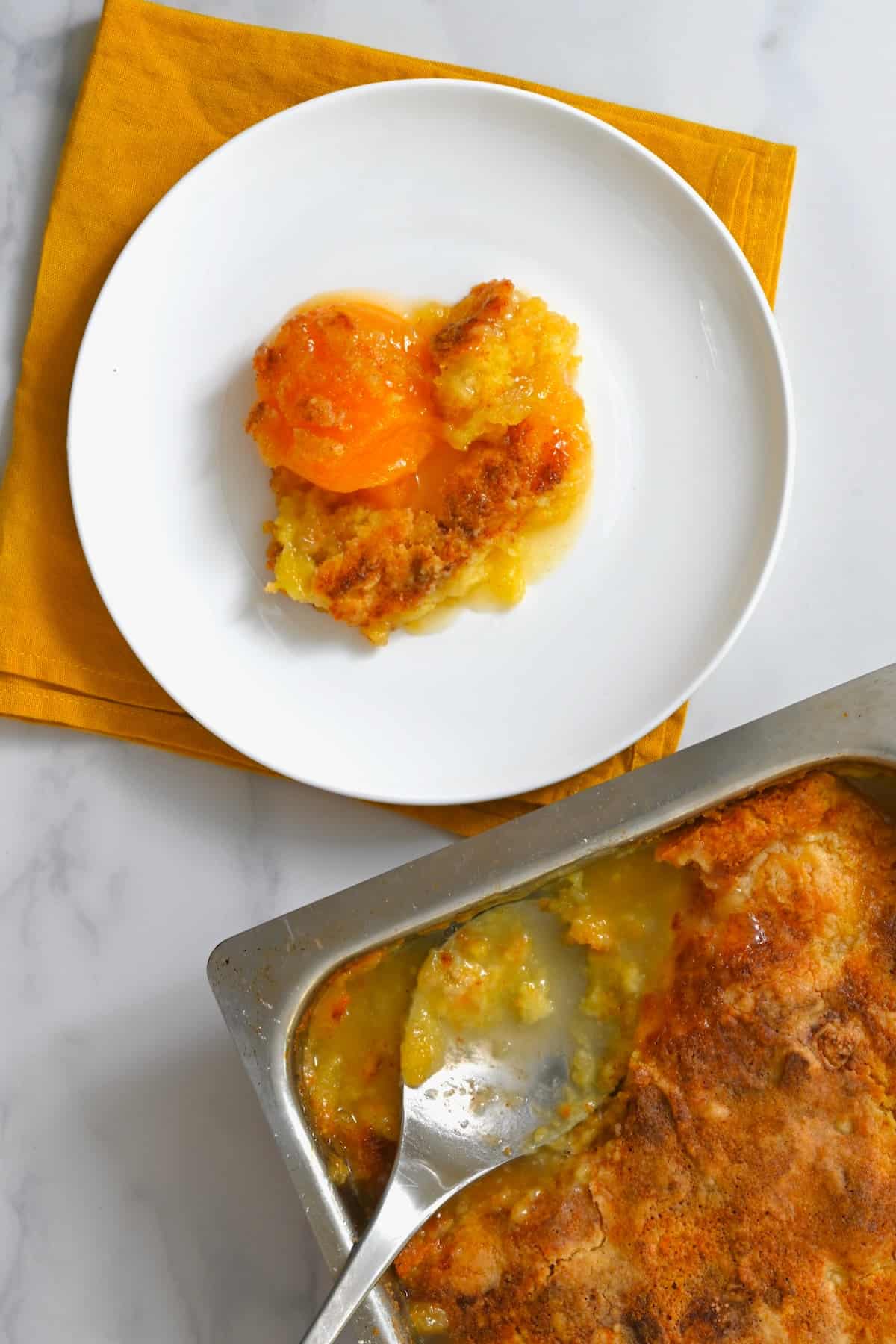 Peach dump cake made with canned peaches