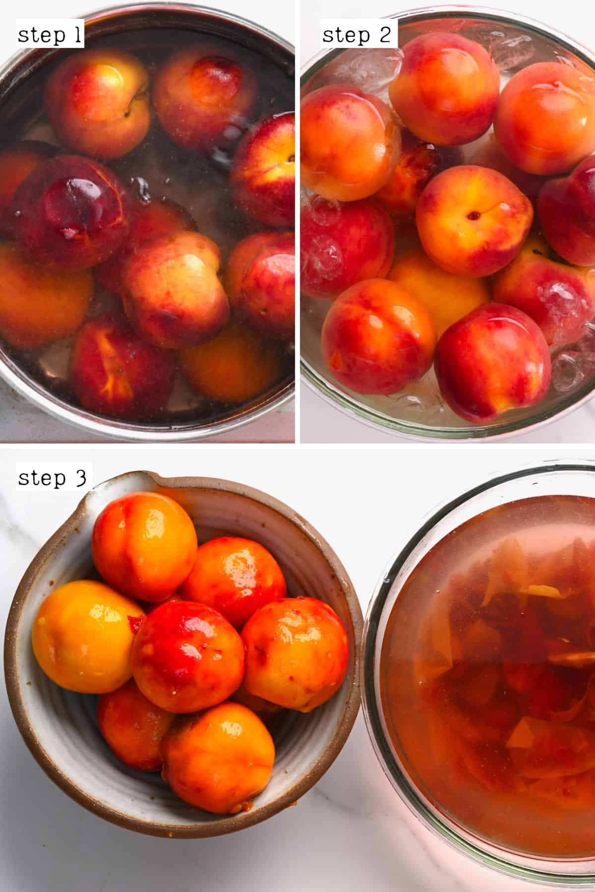 Steps for peeling peaches