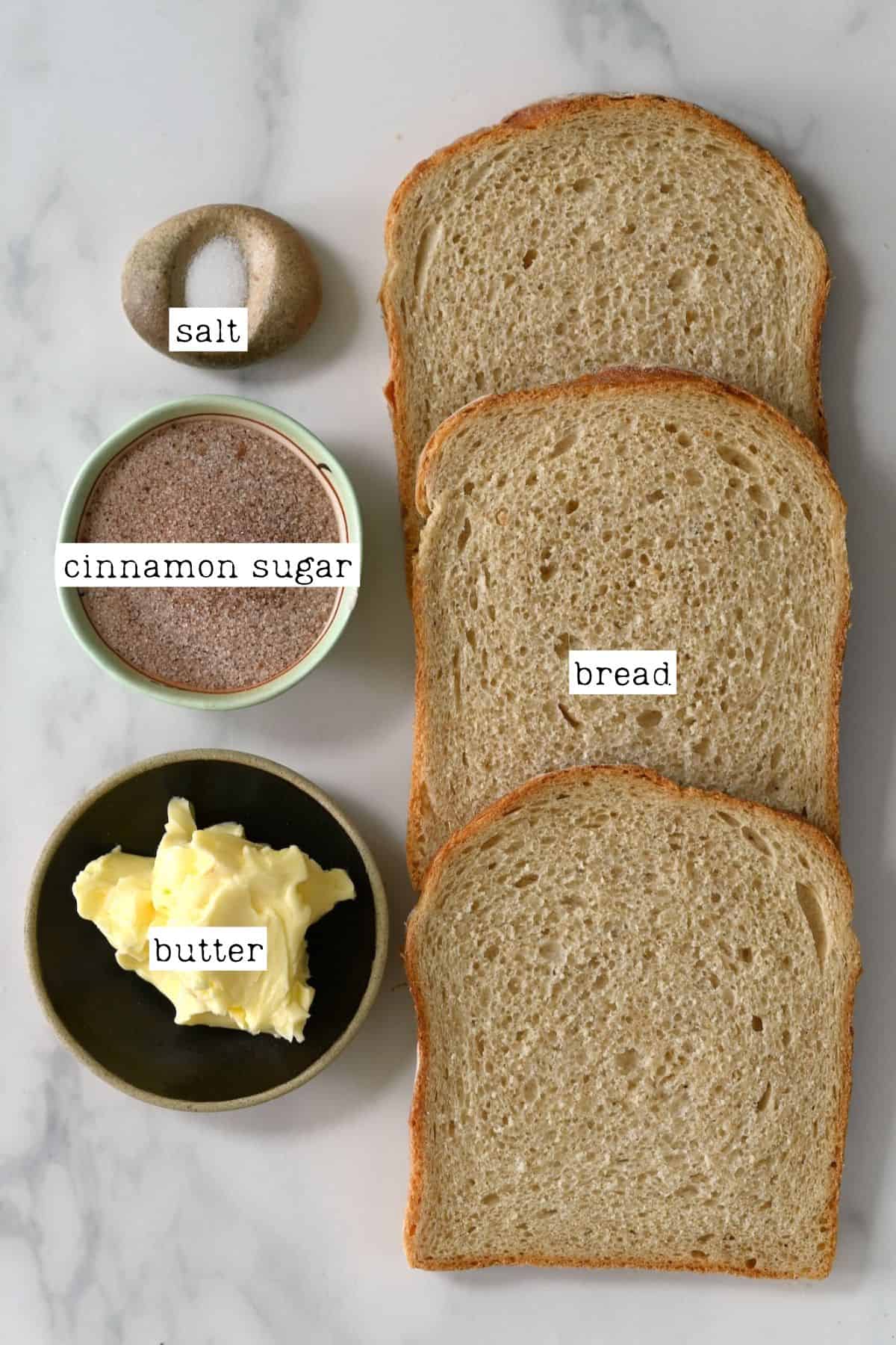 Ingredients for cinnamon toast