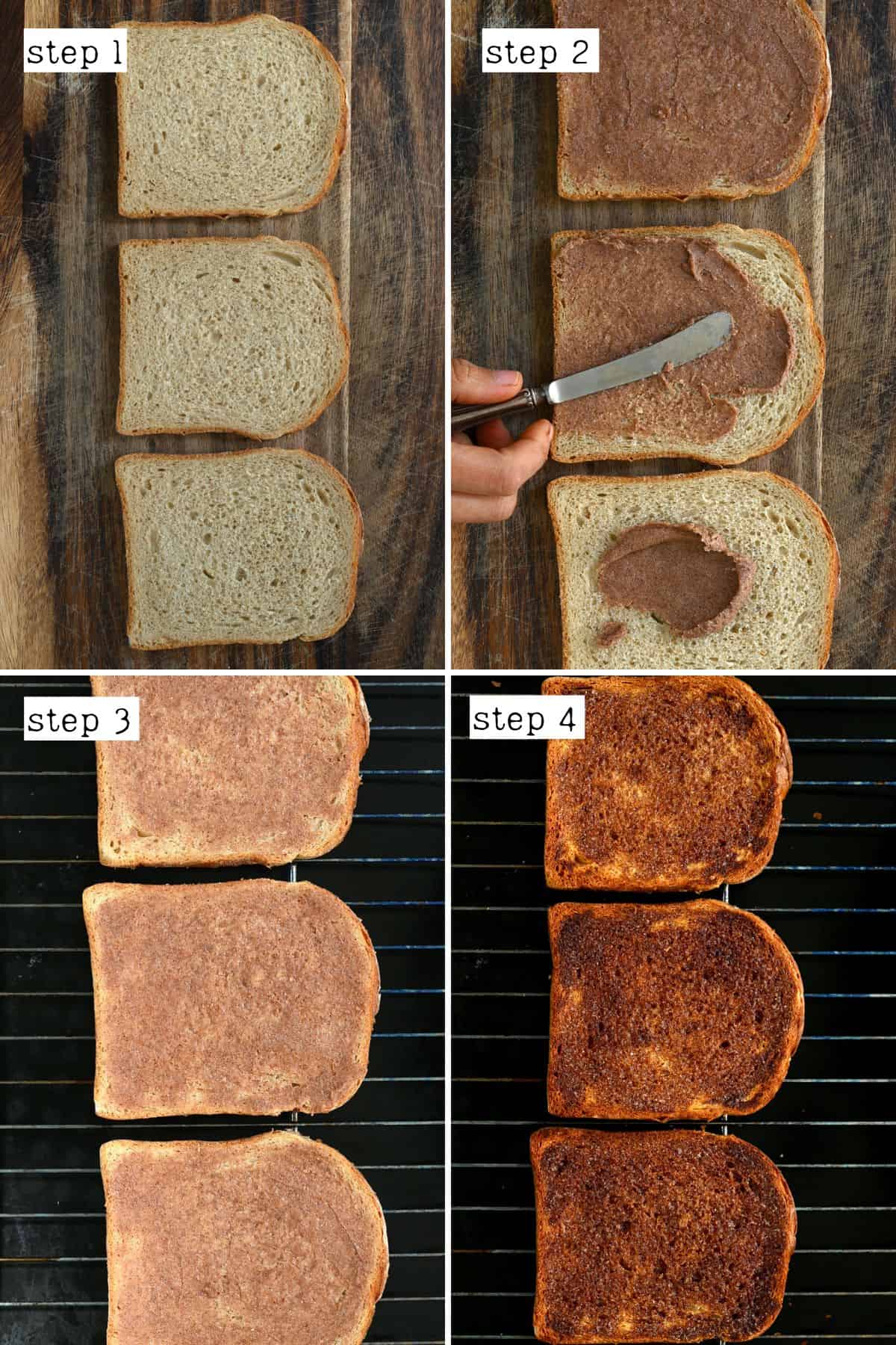 Steps for making cinnamon toast